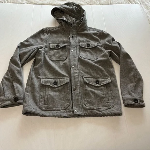 COTTON ON Nineteen Ninety One Wool Hoodie Utility Jacket Gray Size Medium - Picture 8 of 12